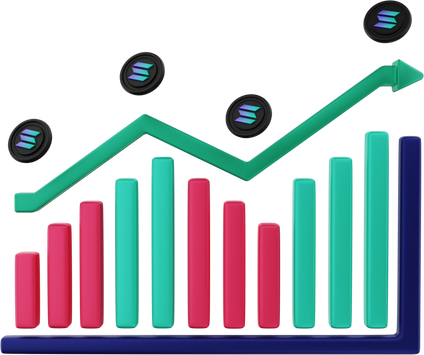 3d illustration, solana crypto coin investment rissing